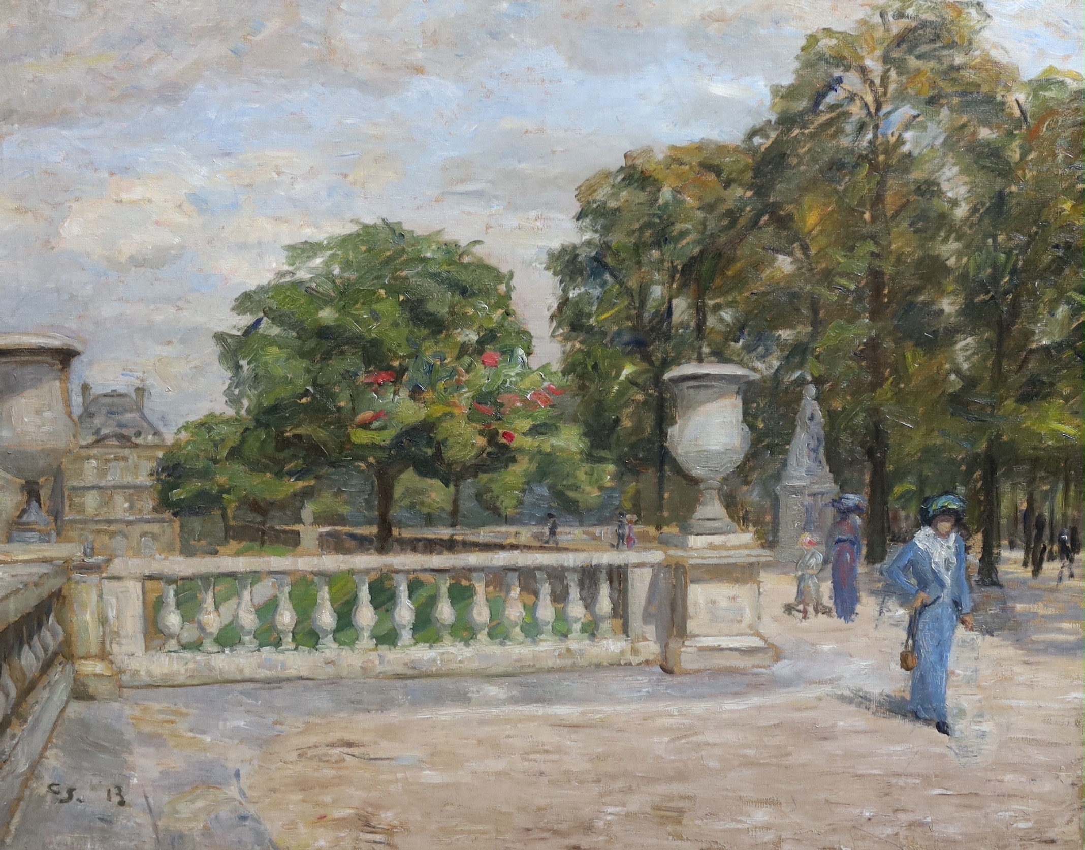 Charles Holloway James RA (1893-1953), 'The Tuilleries Gardens', oil on canvas, 78 x 97cm, unframed